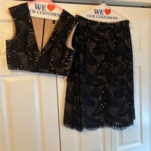 Stylish Black Lace Crop Top and Skirt Set